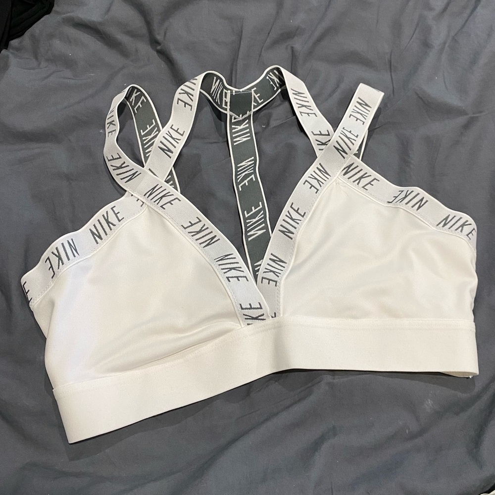 Nike white sports bra
